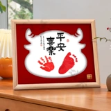 Защитный амулет, отпечатки рук и ног, памятная чернильная подушечка, детская фоторамка из натурального дерева для новорожденных, делается под заказ