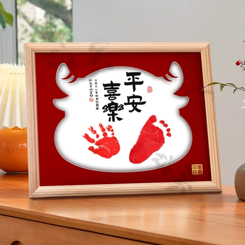 Защитный амулет, отпечатки рук и ног, памятная чернильная подушечка, детская фоторамка из натурального дерева для новорожденных, делается под заказ