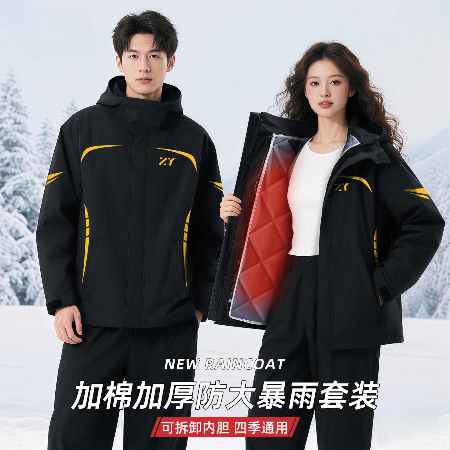 冬季骑行摩托车加厚分体式套装