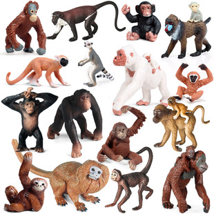 儿童仿真猴玩具动物模型猩猩长臂猿猴狒狒蜘蛛猴长尾狐猴金刚摆件