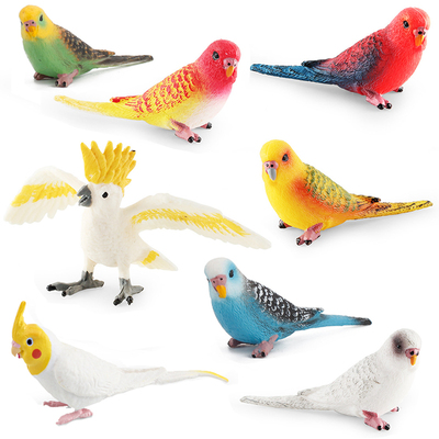 仿真飞禽鸟类小虎皮鹦鹉模型鹦哥金刚玄凤头鹦鹉儿童科教装饰摆件