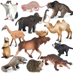仿真实心动物模型大象角马驼鹿花豹熊穿山甲蝎子食蚁兽鼠儿童玩具