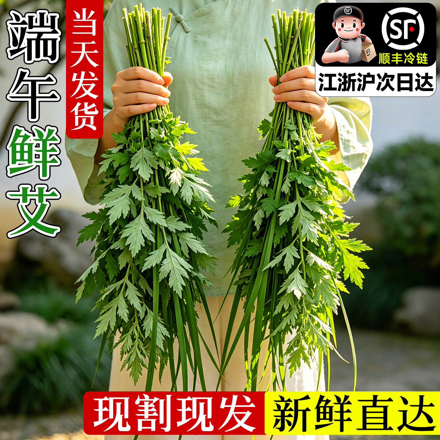 端午节艾草花束新鲜艾叶草手工diy材料香包菖蒲鲜花挂饰驱蚊门挂