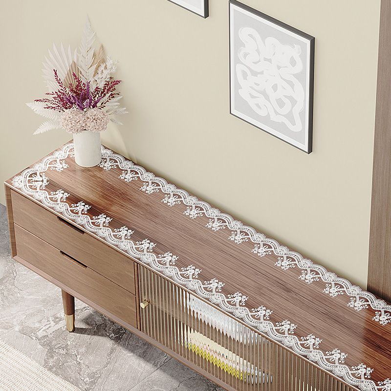 透明蕾丝电视柜桌布盖布茶几桌垫