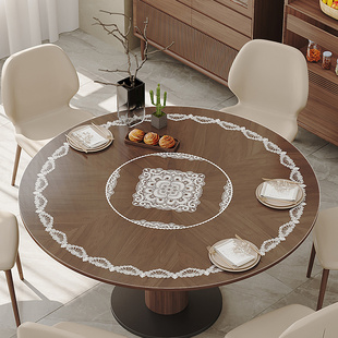 圆形餐桌布防水防油免洗防烫pvc软玻璃茶几台布透明蕾丝圆桌垫子