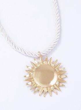 ZA跨境夏季时尚简约编织绳合金太阳花吊坠个性潮流百搭休闲女项链