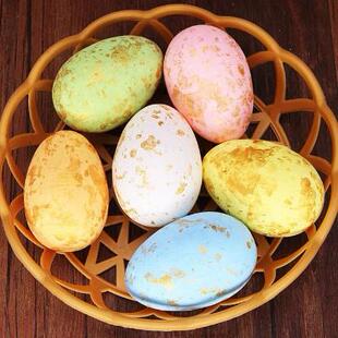 跨境新品复活节彩蛋篮子彩色斑点泡沫粒子小鸟蛋鸽子蛋节庆装饰