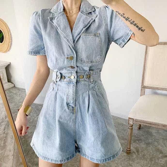 。LENA  STUDIO莉娜家 春夏新款时尚翻领牛仔工装连体裤|msdalam kategori Butik wanita / wanita, seluar jeans - dari Buy2taobao.com untuk memberikan perkhidmatan ejen Taobao profesional membeli