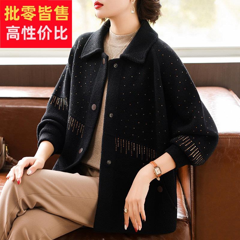 妈妈洋气短款毛呢外套中年女装春秋装小个子中老年2026新款上衣服