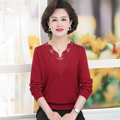 秋装上衣服结婚宴礼服妈妈喜服中年女毛衣平时可穿本命年兔年喜庆
