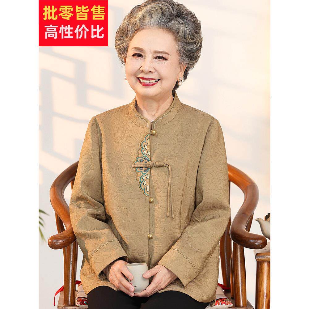 中老年人唐装女奶奶春装外套妈妈早秋新款70岁阔太太薄款宽松衣服