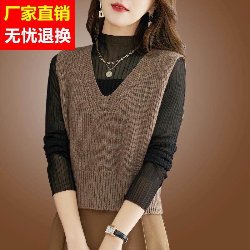 品牌新款外搭小个子羊毛马甲女短款春秋内搭针织毛衣羊绒背心坎肩