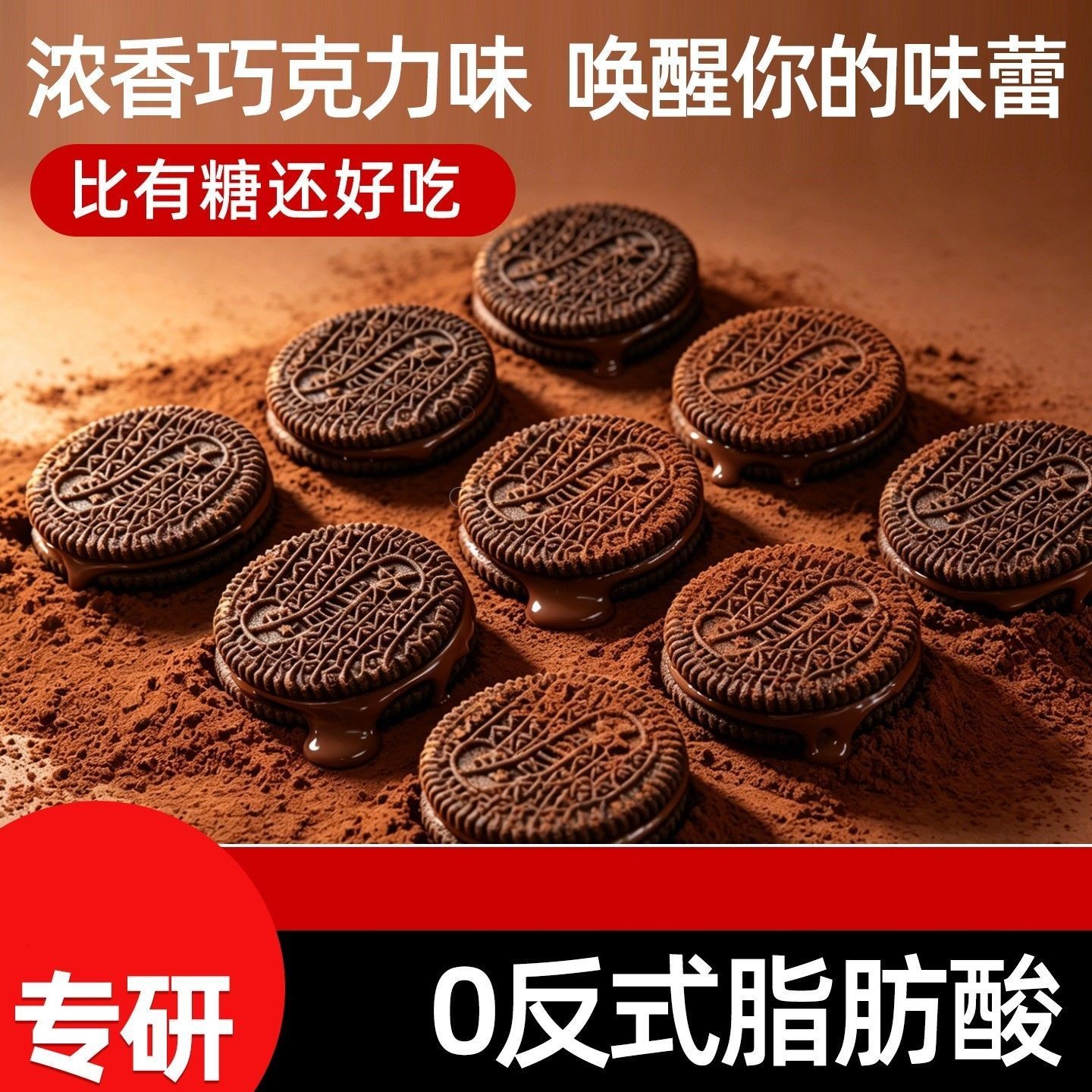 无加蔗糖高纤夹心巧克力饼干