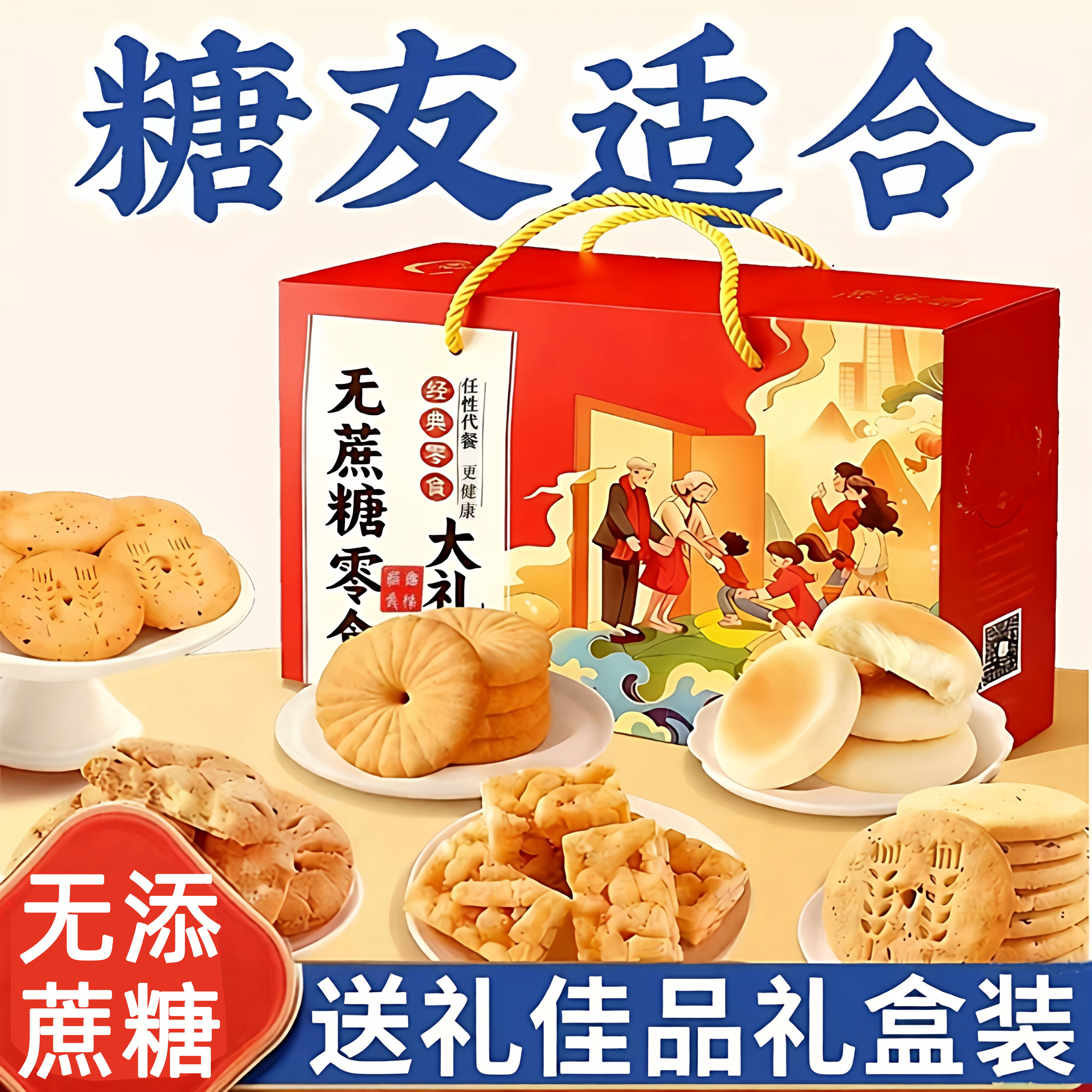 节日送礼盒长辈糖尿饼病人饼干蛋糕老人孕妇专用无糖精零食旗舰店