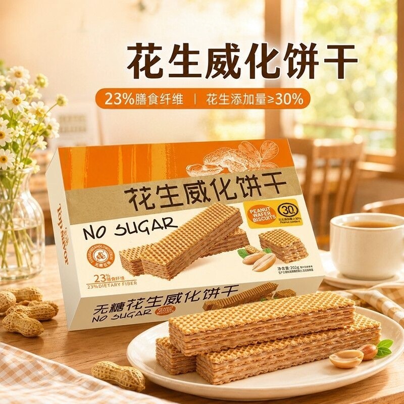 无糖精花生威化饼干网红解馋零食