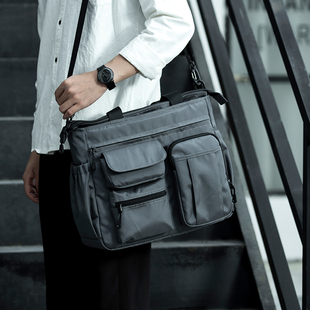 商务手提包男款大容量公文包上班文件包通勤电脑包男士单肩斜挎包