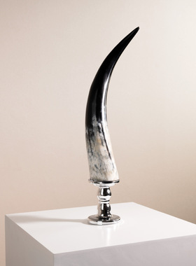 创意天然牛角摆件样板间售楼处客厅桌面装饰品现代简约几何摆设