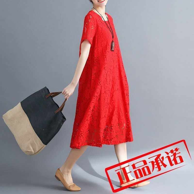 蕾丝空花连衣裙2019好质量夏新款大码女装蕾丝连衣裙镂空圆领文艺|msdalam kategori Butik wanita / wanita, wanita saiz besar - dari Buy2taobao.com untuk memberikan perkhidmatan ejen Taobao profesional membeli