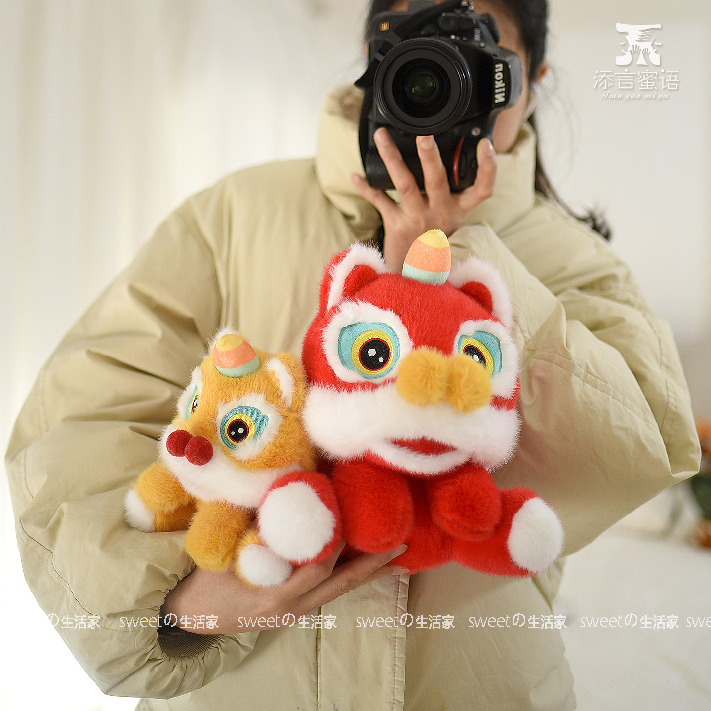 布橘国潮舞狮毛绒玩偶公仔图片