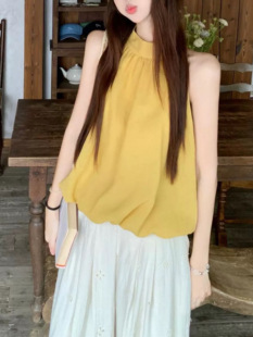 洋气温柔绝美衬衣 韩系chic简约甜美蕾丝花边拼接无袖 衬衫 女夏季 款