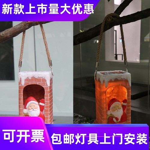 跨境新品太阳能庭院灯圣诞节热销树脂烟囱悬挂氛围花园装饰景工厂
