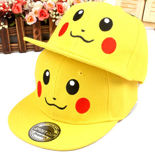 儿童帽子批发春秋季棒球帽卡通皮卡丘帽子外贸平沿帽嘻哈帽