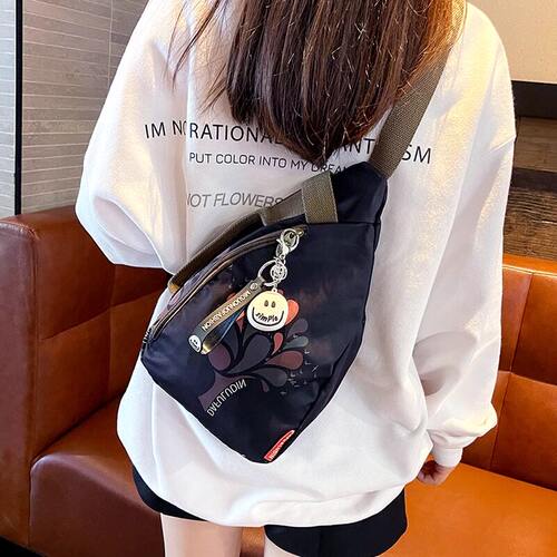 法国DUDK时尚牛津布胸包女2026新款笑脸斜挎包轻便旅游运动胸前包