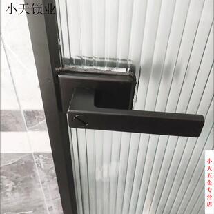 玻璃黑色带钥匙平开门锁单舌锁单玻极1618铝合金极窄简型有框门锁
