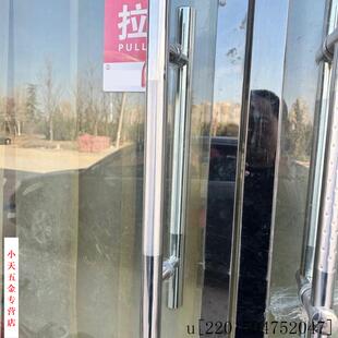 商场玻璃门把手玫瑰金高档加厚木门黑色地弹簧推拉双开门大门拉.