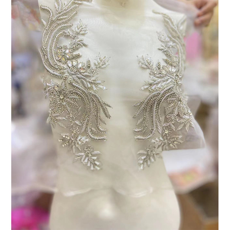 高级定制进口印度丝花卉钉珠饰品服装饰婚纱礼服设计师面辅料029