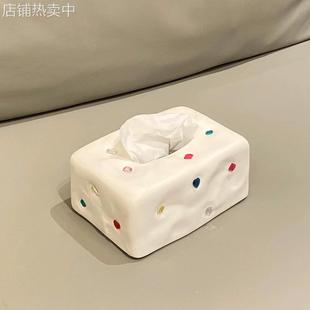 创意宝石纸巾盒客厅高档轻奢家用茶几摆件高级感陶瓷抽纸盒装饰品