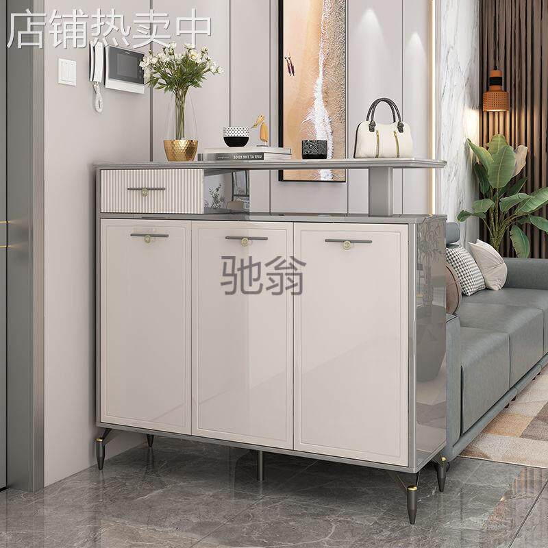 lw0岩板轻奢烤漆鞋柜家用门口玄关隔断柜小户型客厅一体置物柜门