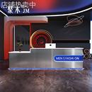 简约现代不锈钢收银台网红餐厅奶茶店吧台服装 店小型工业风接待台