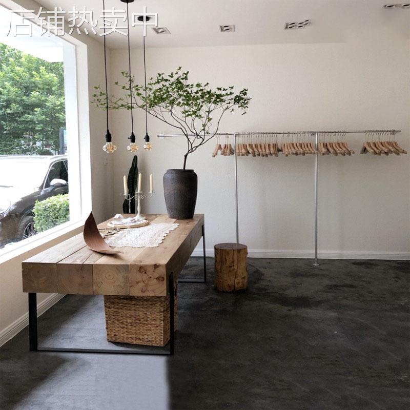 北欧服装店展示台中岛桌个性创意木条多板桌子橱窗饰品流水岛台