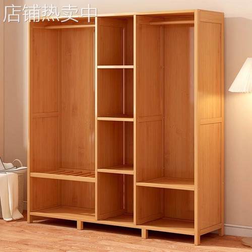卧室衣柜简易衣橱收纳床边靠墙出租房用实木宿舍美式组装2024爆款