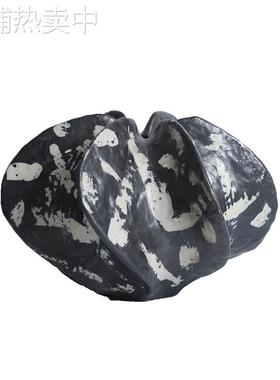 简约现代杨桃花器黑色手绘几何花瓣造型餐厅桌样板间茶几书柜摆件