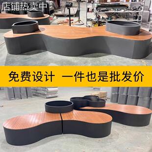 室内露台休息座椅坐凳花箱组合阳台庭院不锈钢花盆户外弧形花池