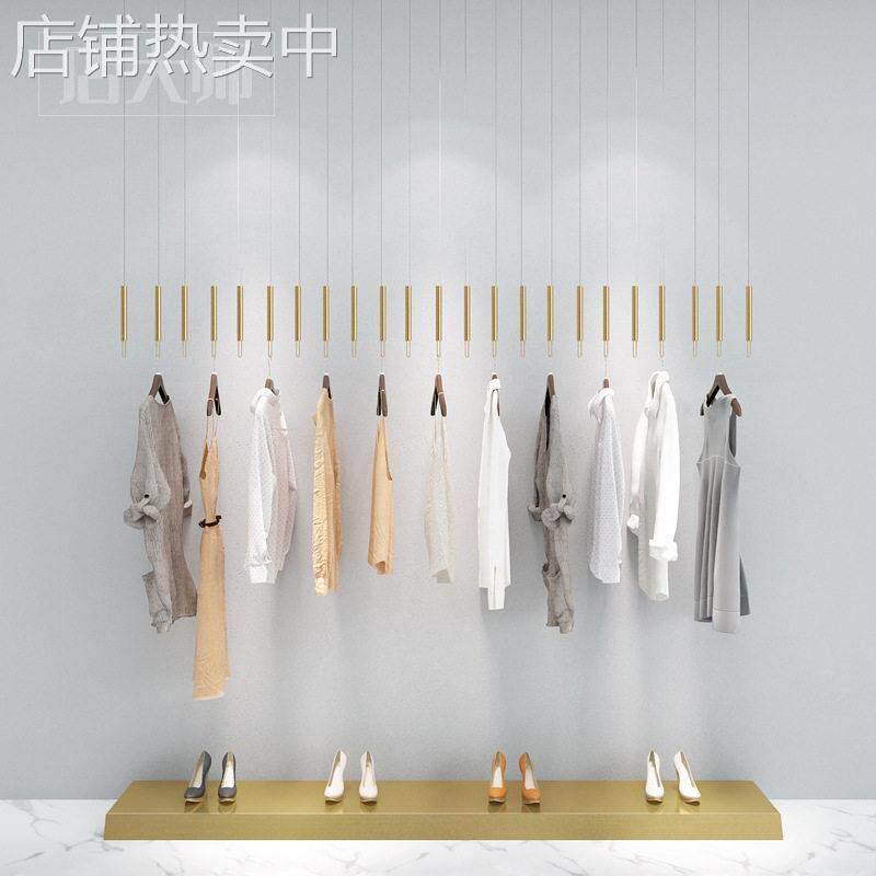 服装店展示架上墙吊环吊挂挂杆婚纱架子不锈钢吊架拉丝悬挂衣架