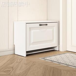 J^翻斗换鞋凳北欧原木色灰白色17/24cm厚穿鞋凳家用小鞋柜美