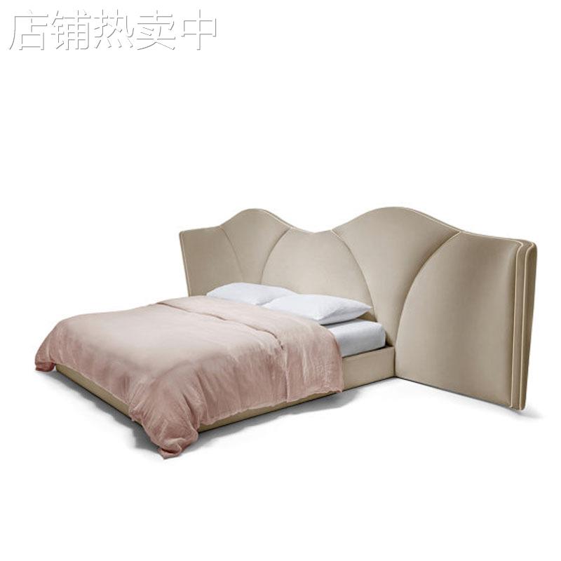 意式轻奢后现代布艺床港式卧室双人床别墅简约1米8大床样板房家具