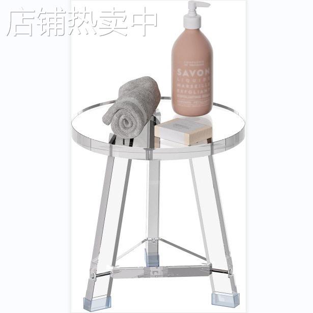 定制亚克力透明圆角防水防滑淋浴凳室内储物置物架临时座椅易安装
