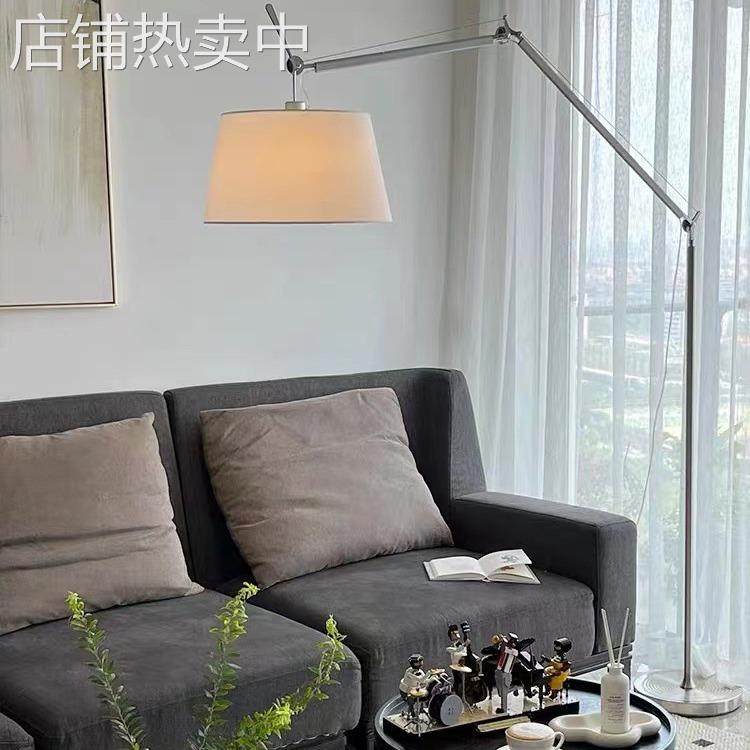 客厅落地灯中古ins风卧室落地灯设计师工作台灯长臂摇臂钓鱼灯具