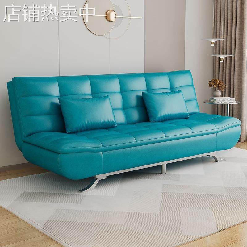 优质油蜡皮多功能沙发床双人皮艺折叠沙发两用卧室客厅公寓午休床