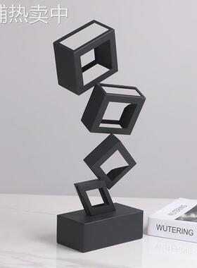 现代摆件极简创意轻奢方盒层叠抽象餐厅客厅玄关样板间家居装饰品