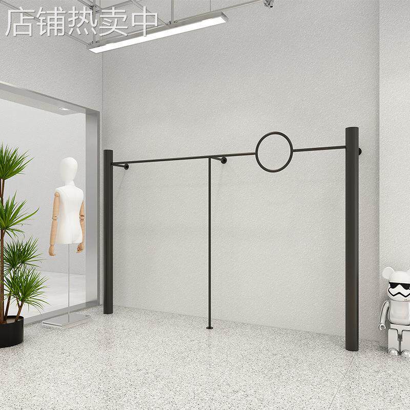 男女服装店展示架上墙哑光黑创意个性圆圈衣服壁挂陈列货架不锈钢