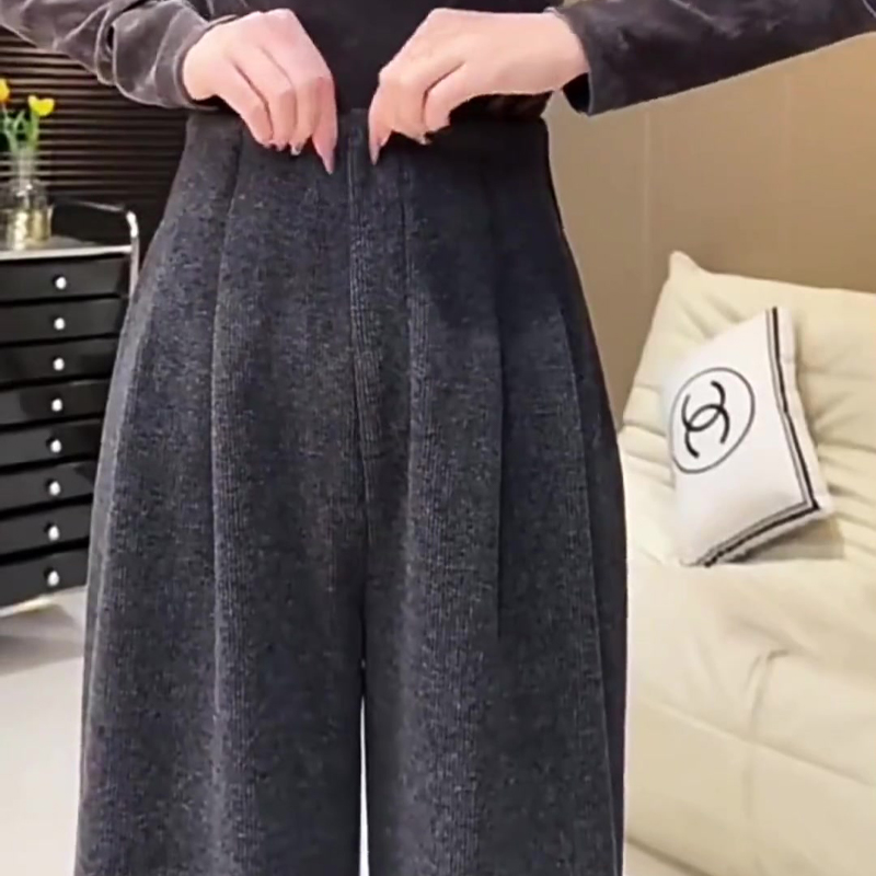 灰色宽松百搭直筒窄版阔腿裤子