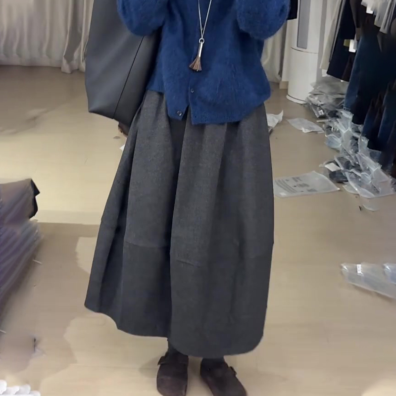 欧货高端定制灰色毛呢大码半身裙