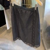 新款 欧货高端定制深灰色大码 半身裙女2025冬季 加厚蕾丝花边A字裙