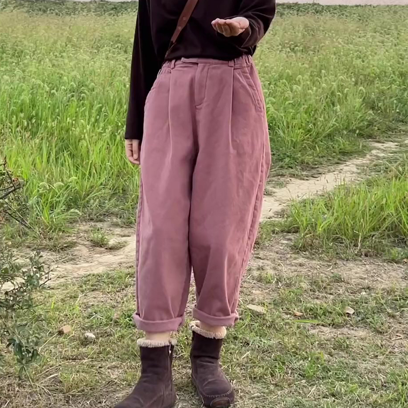 欧货高端定制粉色松弛大码阔腿裤