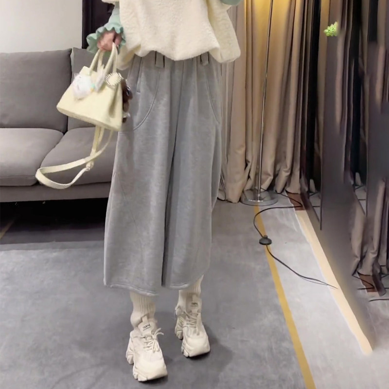 浅灰色小个子显高显瘦休闲九分裤女2025秋季新款运动百搭风阔腿裤,女装/女士精品,大码裤装,淘宝优惠券,粉丝福利购,淘宝优惠卷
